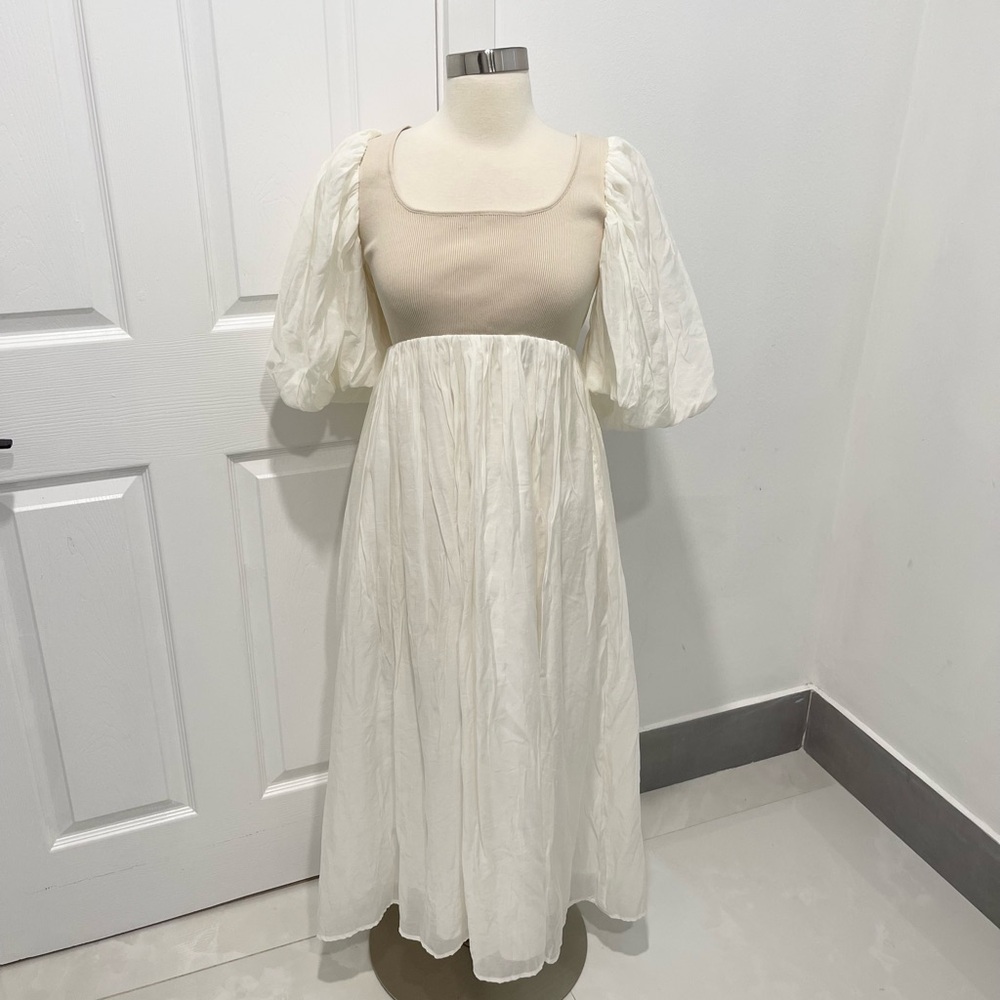 Zoco Cream Puff Sleeve Dress